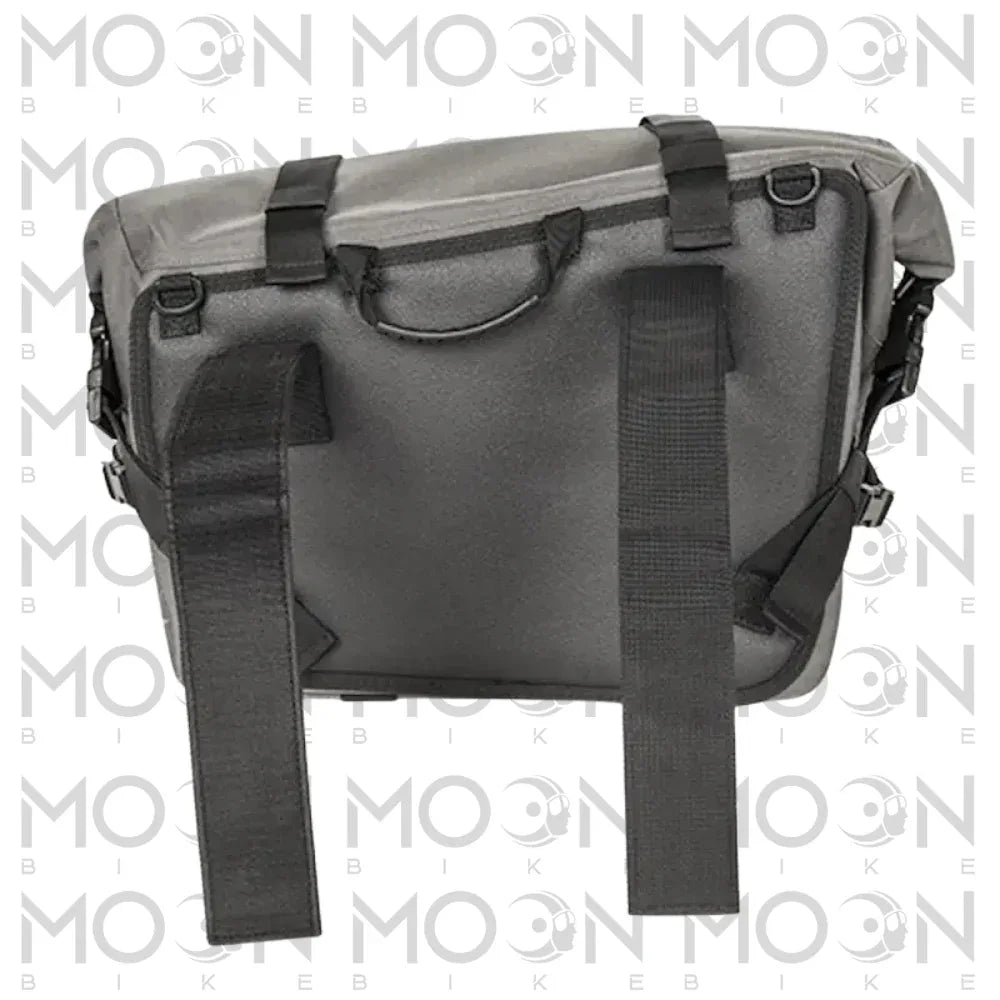 Kappa RA316 borsa laterale grigia vista dal retro con le doppie cinghie a strappo per il fissaggio sotto la sella