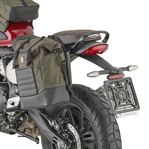 Kappa TMT6424K telaietto per borsa laterale sinistra RB105R montato su moto Triumph, foto ufficiale Kappa