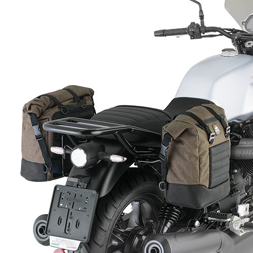 Kappa TMT8206K telaietti per borsa laterale RB105R montati su Moto Guzzi V7, foto ufficiale Kappa