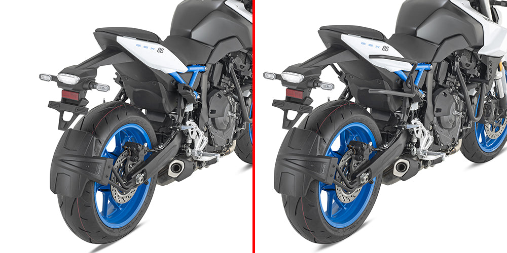 Telaietti laterali Kappa TR3126K REMOVE-X neri montati su moto Suzuki, foto ufficiale Kappa