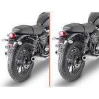 Kappa TR6407K telaietti REMOVE-X neri sul fianco posteriore della moto Triumph, dettaglio, foto ufficiale Kappa