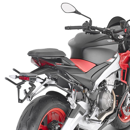 Telaietti Kappa TR6709K REMOVE-X neri montati su Aprilia Tuono 660, borse non incluse, foto ufficiale Kappa