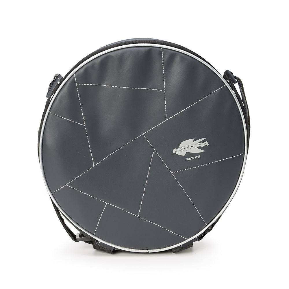 Kappa VPS02K borsa tonda Spare Bag in similpelle grigio scuro con piping bianco per portapacchi tubolare, foto ufficiale Kappa
