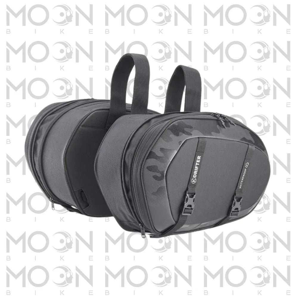 Kappa Moto Coppia borse laterali Kappa Moto DR05 Drifter universali 40-52 L estensibili per moto Grigio Stoccaggio e carico per veicoli - Moon Bike - Vista 1