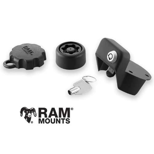 Kit antifurto RAM Mounts con chiave e pomello di bloccaggio incluso nel TomTom Rider 550 Premium Pack