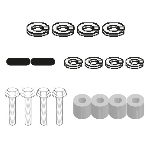 Kit di montaggio Kappa 2130KITK per l'attacco KZ2130 su Yamaha MT-07 Tracer e Tracer 7 con valigie laterali originali, disegno tecnico ufficiale
