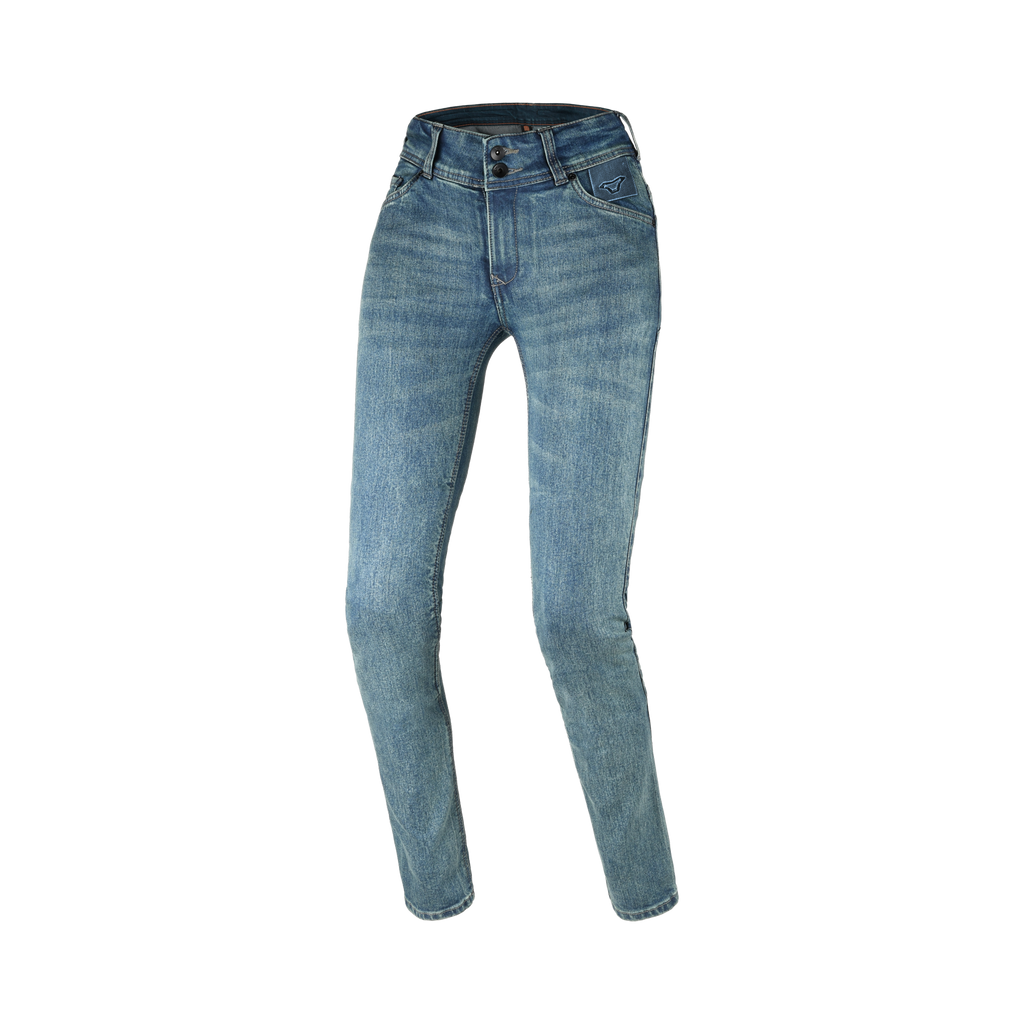 Macna Aramon 165.4100.505 jeans moto donna azzurro slavato, vista frontale