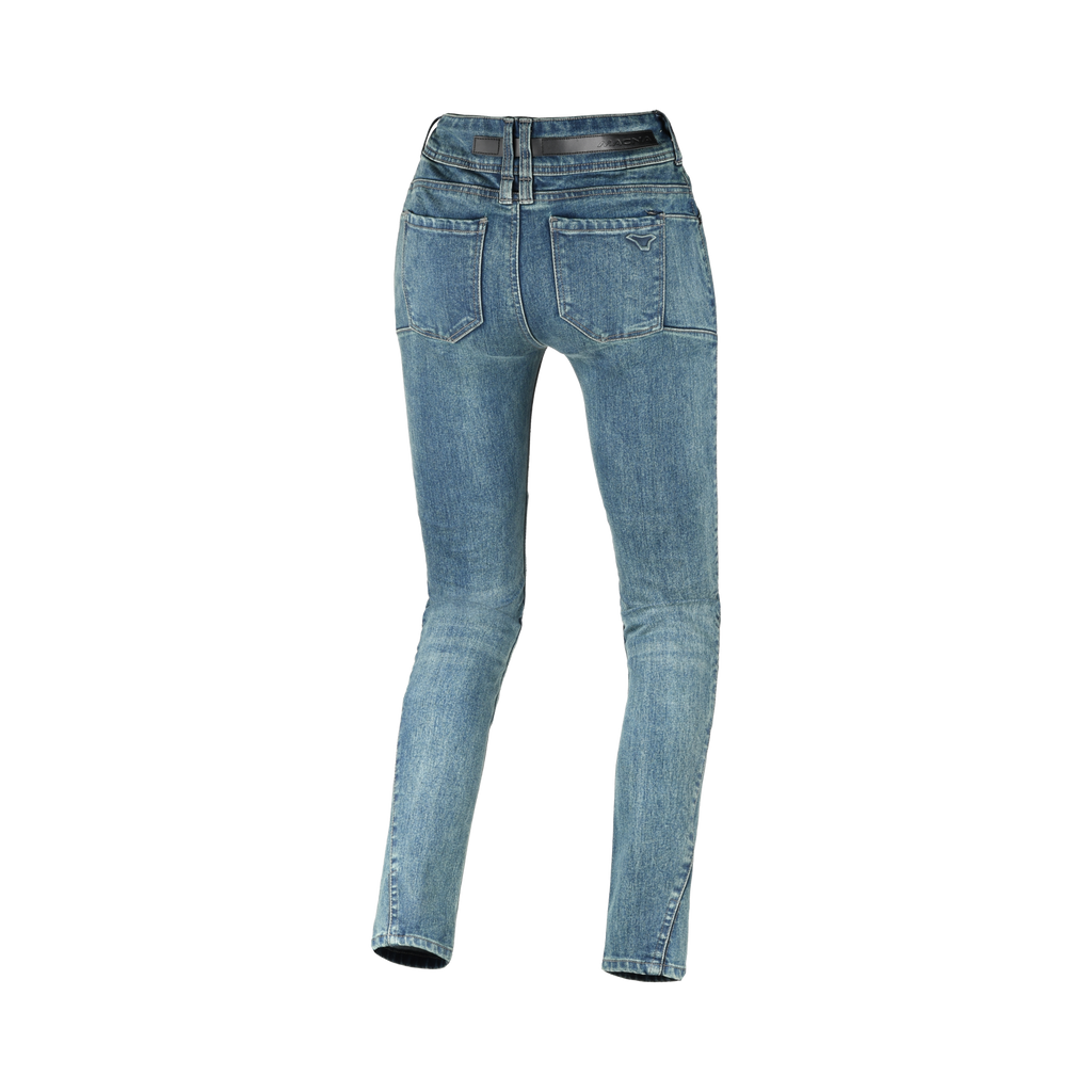 Macna Aramon azzurro, retro del jeans moto donna COVEC a vita alta