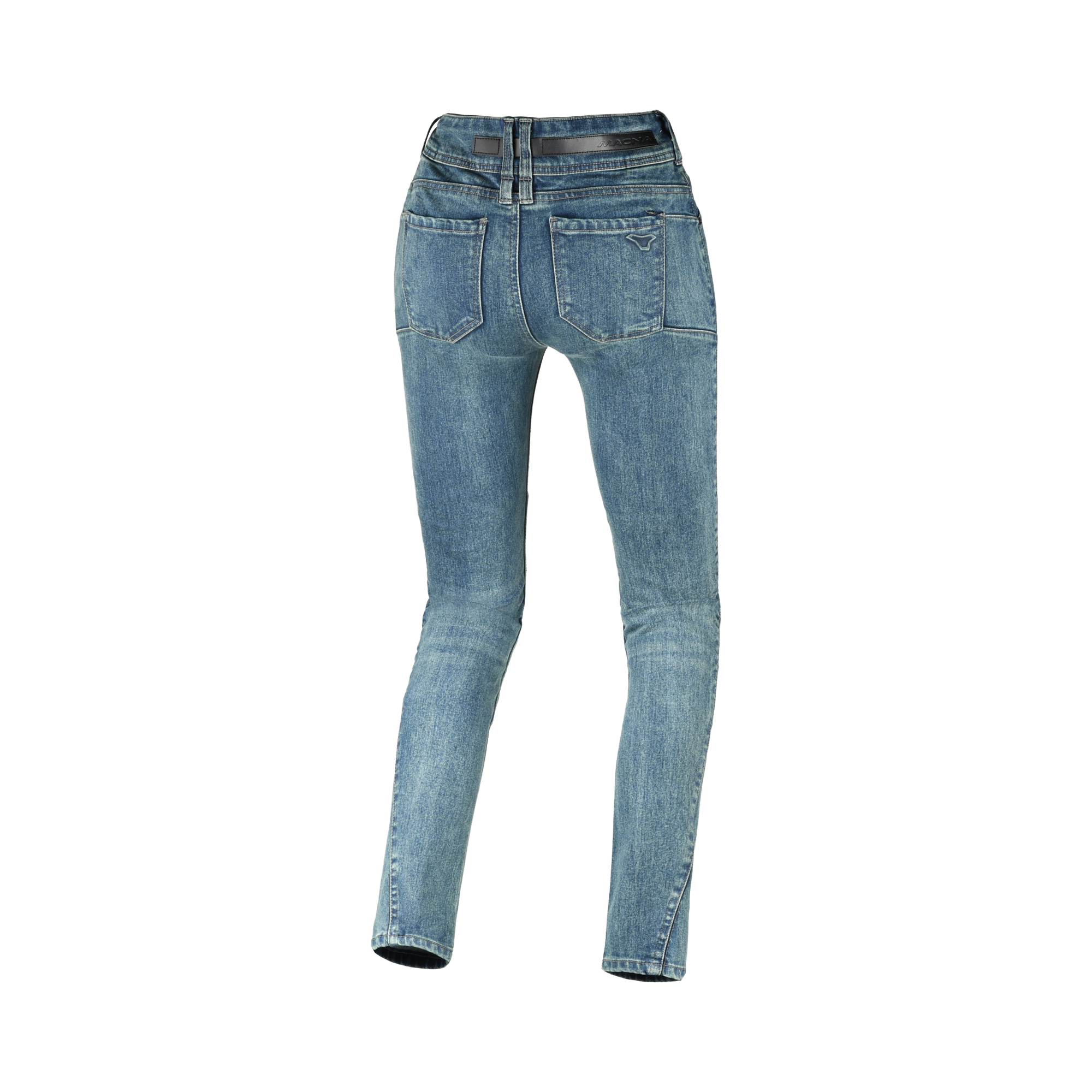 Macna Aramon azzurro, retro del jeans moto donna COVEC a vita alta