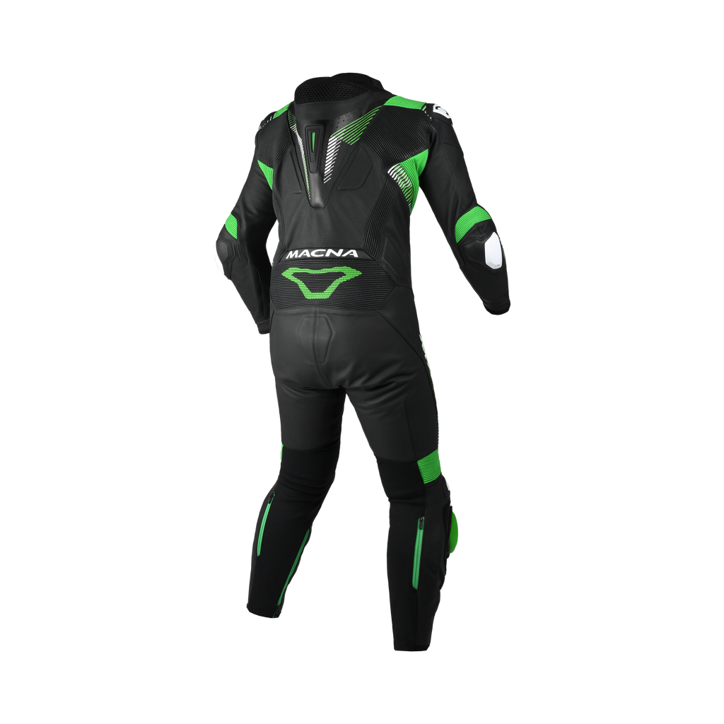 Macna Armadyl 1pc 166.4211.142, retro nero e verde con zip al polpaccio
