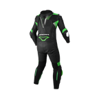 Macna Armadyl 1pc 166.4211.142, retro nero e verde con zip al polpaccio