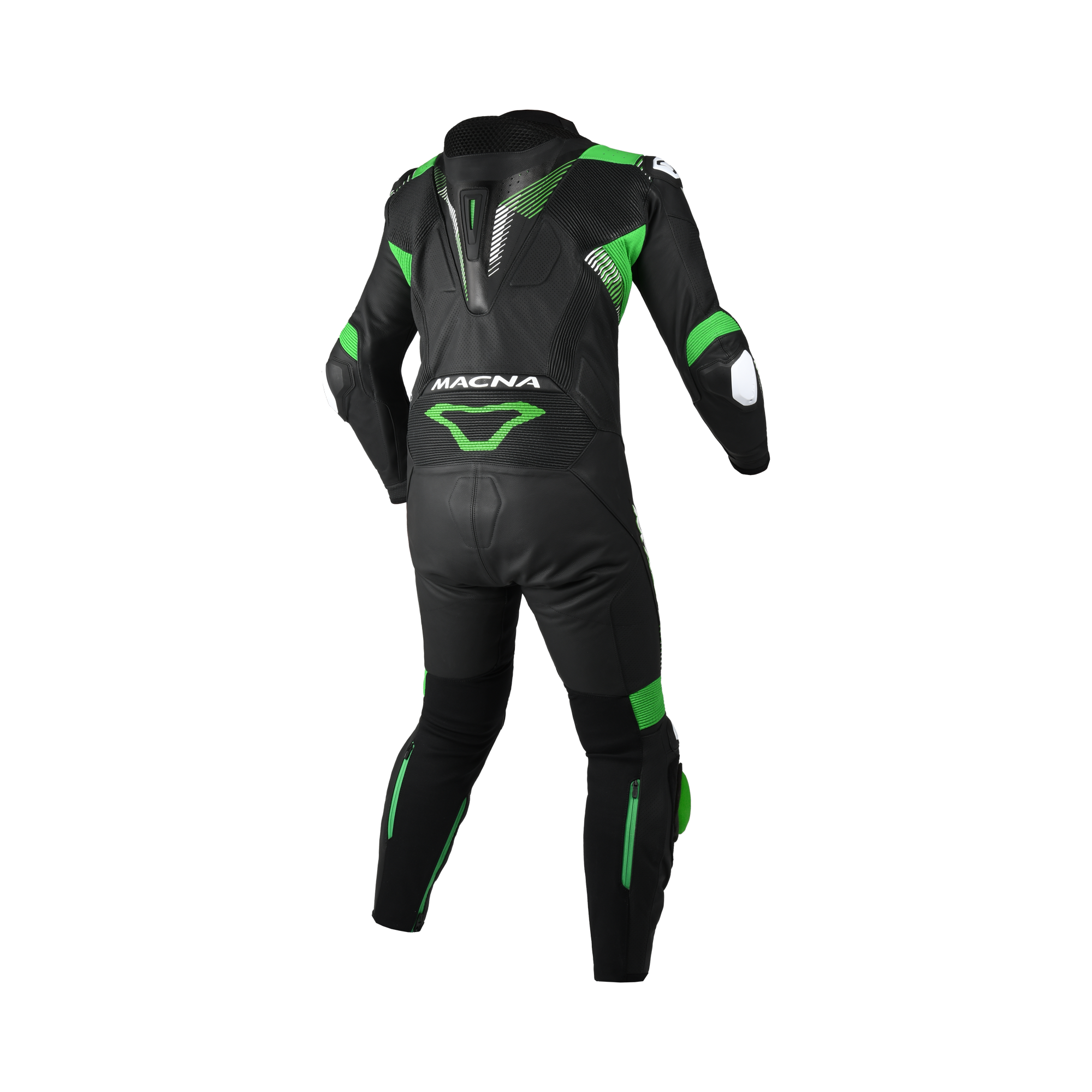 Macna Armadyl 1pc 166.4211.142, retro nero e verde con zip al polpaccio