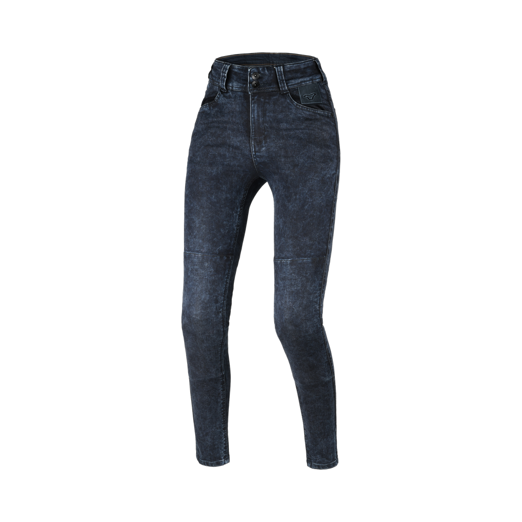 Macna Bernis Skinny Fit donna blu marmorizzato, vista frontale gamba stretta