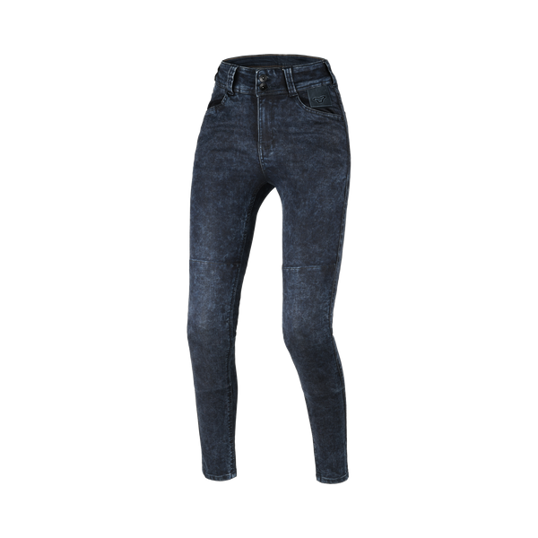 Macna Bernis Skinny Fit donna blu marmorizzato, vista frontale gamba stretta
