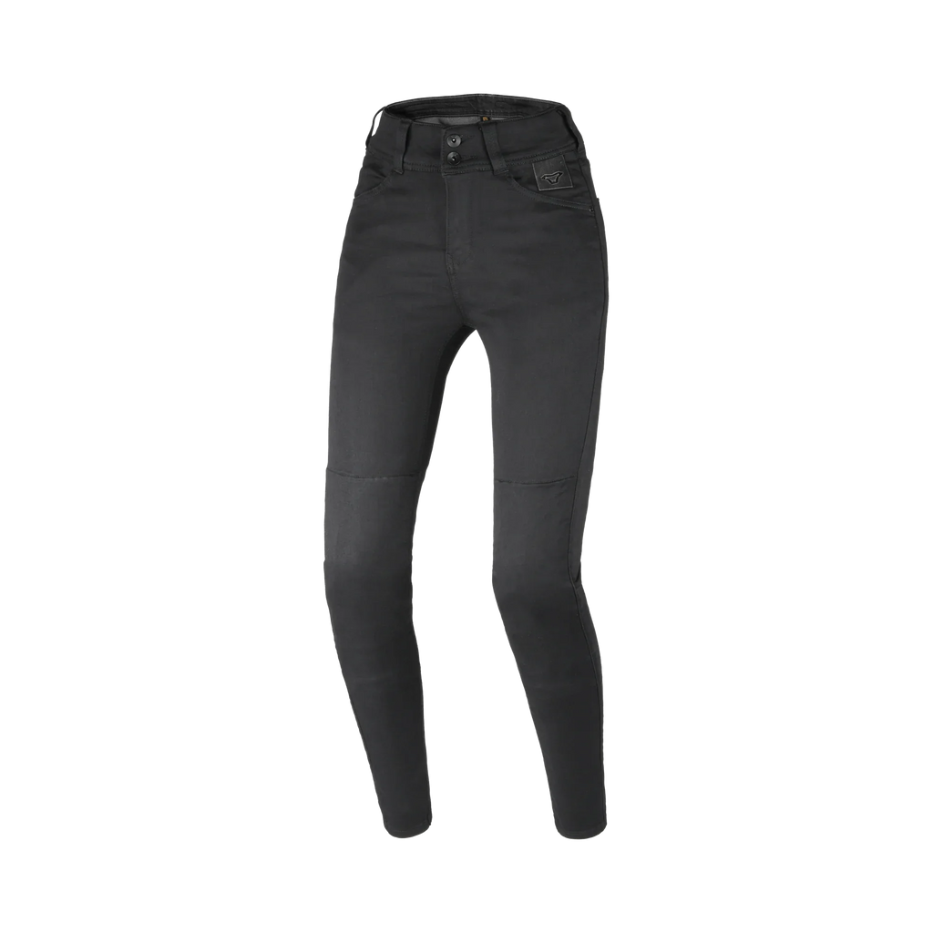 Macna Bernis Skinny Fit donna nero, vista frontale: vita alta a due bottoni