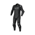 Macna Blitz 2pc 166.4110.101 tuta moto divisibile in pelle nera, vista frontale