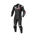 Macna Blitz 2pc 166.4110.123 tuta moto divisibile in pelle nero bianco, vista frontale