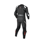 Tuta moto Macna Blitz 2pc nero bianco con inserti rossi, vista posteriore