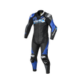 Macna Blitz 2pc 166.4110.152 tuta moto divisibile in pelle nero blu, vista frontale