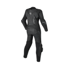 Tuta moto donna Macna Blitz 1pc nera con gobba sulla schiena, vista posteriore