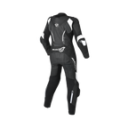 Tuta moto donna Macna Blitz 1pc nero e bianco in pelle traforata, vista posteriore