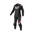 Macna Blitz Donna 1pc 166.4232.162 tuta moto in pelle nero rosa, vista frontale