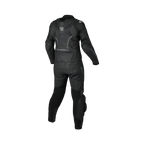 Tuta moto donna Macna Blitz 2pc nera, giacca e pantalone in pelle, vista posteriore