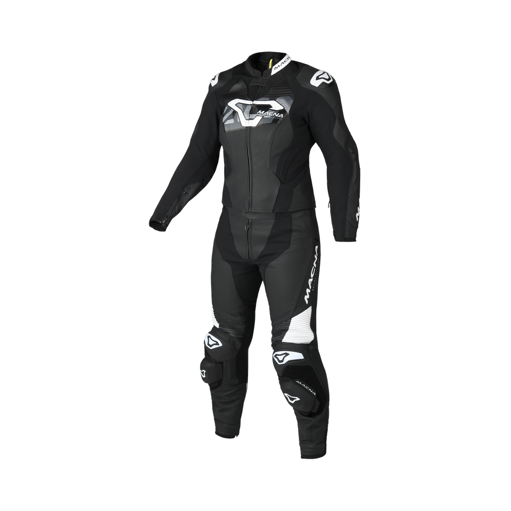 Macna Blitz Donna 2pc 166.4155.120 tuta divisibile in pelle nero bianco, vista frontale