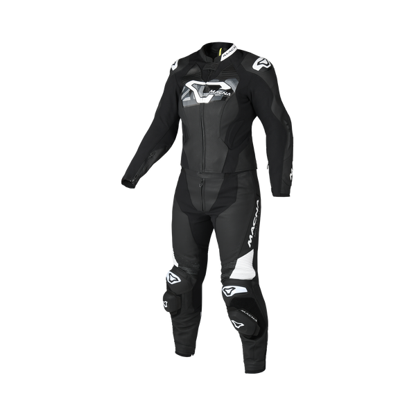 Macna Blitz Donna 2pc 166.4155.120 tuta divisibile in pelle nero bianco, vista frontale
