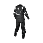 Tuta moto donna Macna Blitz 2pc nero e bianco in pelle traforata, vista posteriore