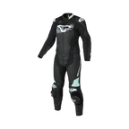 Macna Blitz Donna 2pc 166.4155.142 tuta in pelle nera con verde menta, vista frontale