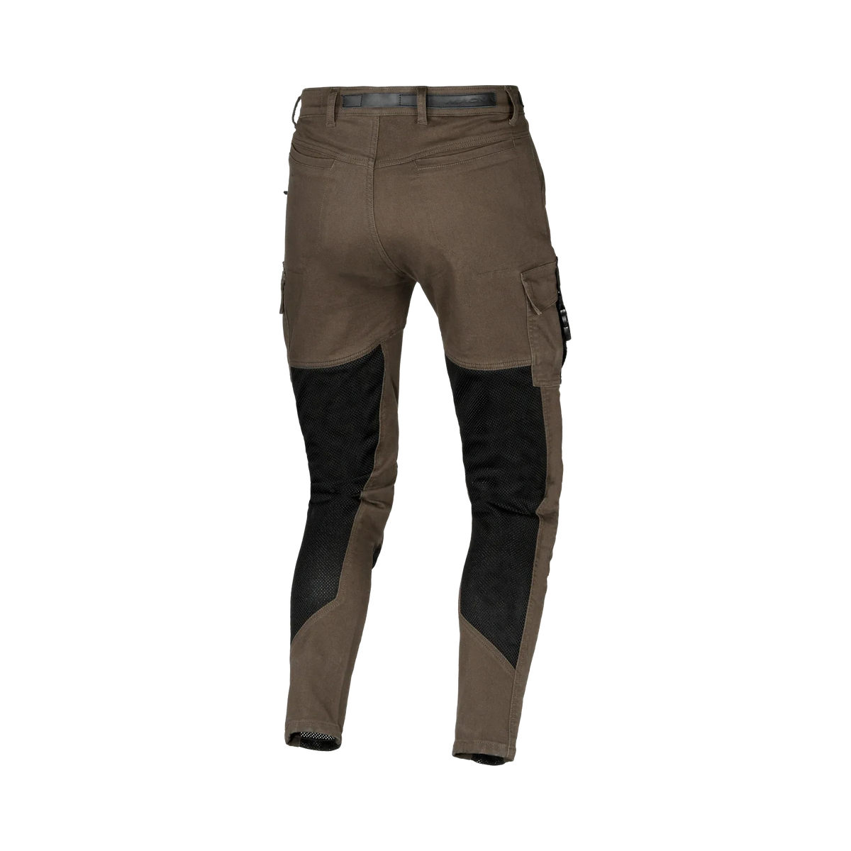 Jeans cargo Macna Bombar marrone e nero, pannelli in rete su ginocchia e polpacci, vista posteriore