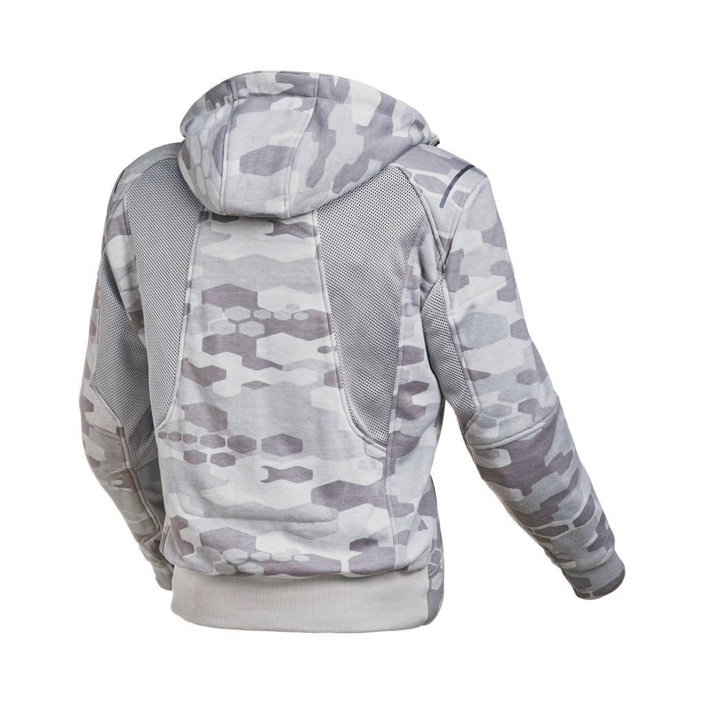 Macna Breeze Beige Camo felpa moto con cappuccio estiva protezioni CE uomo, vista retro