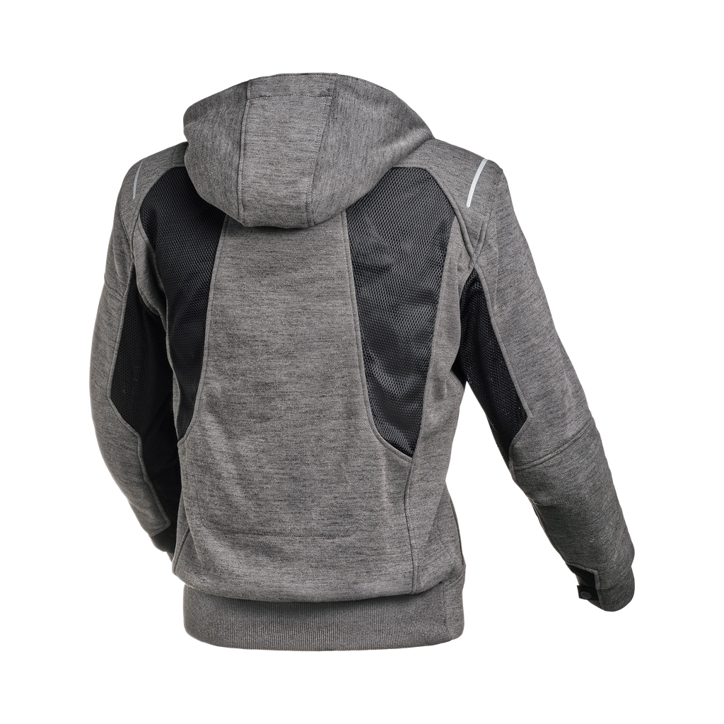 Macna Breeze Grigio felpa moto con cappuccio estiva protezioni CE uomo, vista retro