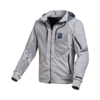 Macna Breeze Grigio Chiaro felpa moto con cappuccio estiva protezioni CE uomo, vista fronte