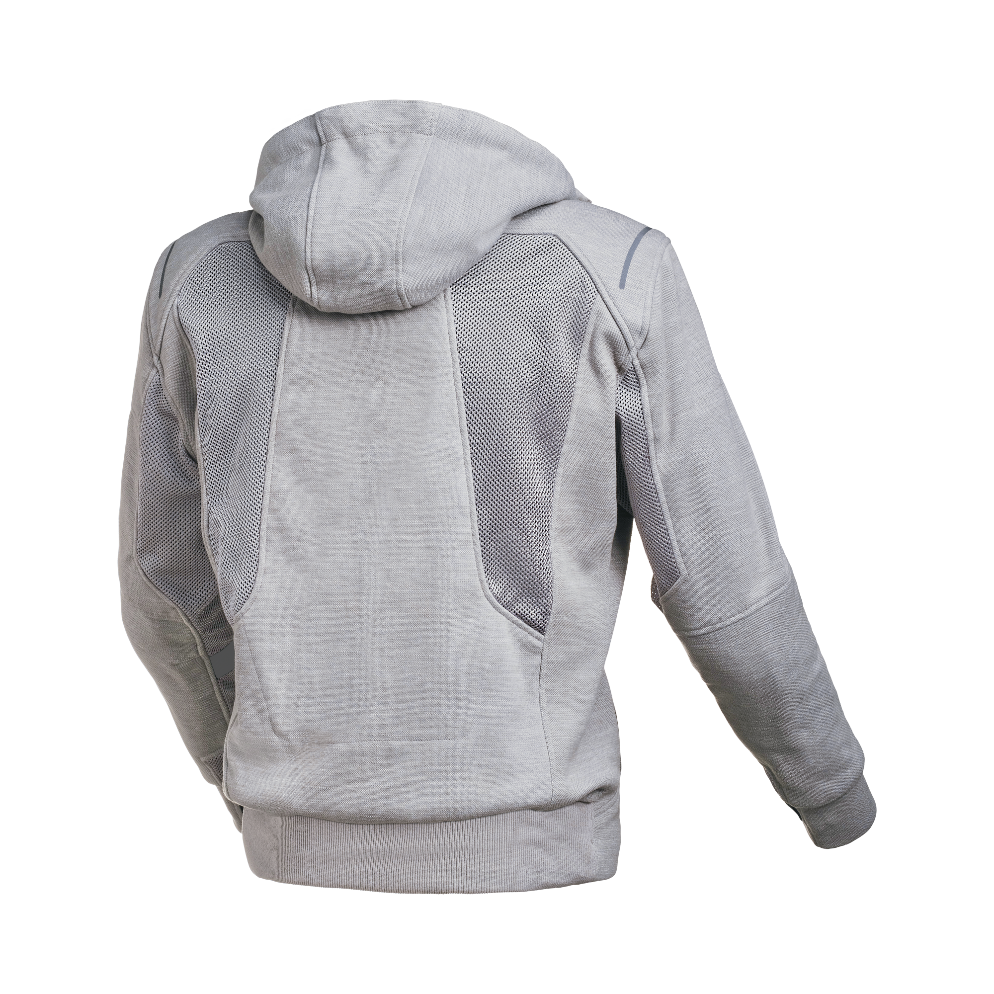 Macna Breeze Grigio Chiaro felpa moto con cappuccio estiva protezioni CE uomo, vista retro