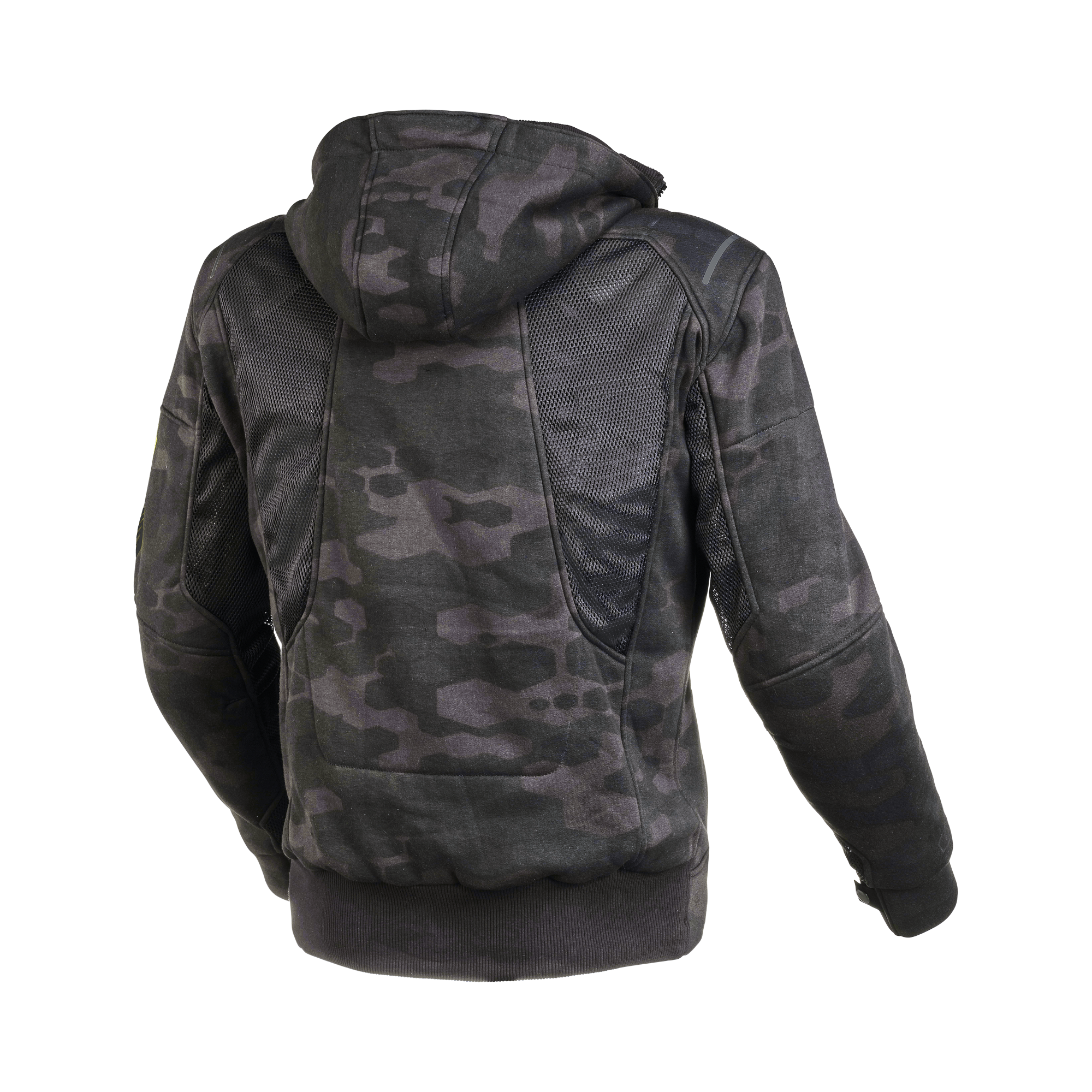 Macna Breeze Grigio Scuro Camo felpa moto con cappuccio estiva protezioni CE uomo, vista retro