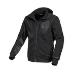 Macna Breeze Nero felpa moto con cappuccio estiva protezioni CE uomo, vista fronte
