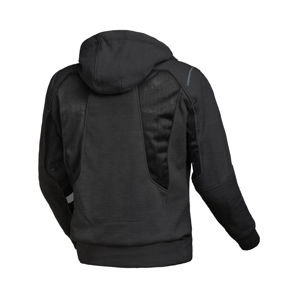 Macna Breeze Nero felpa moto con cappuccio estiva protezioni CE uomo, vista retro