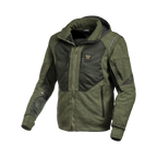 Macna Breeze Verde/Nero felpa moto con cappuccio estiva protezioni CE uomo, vista fronte