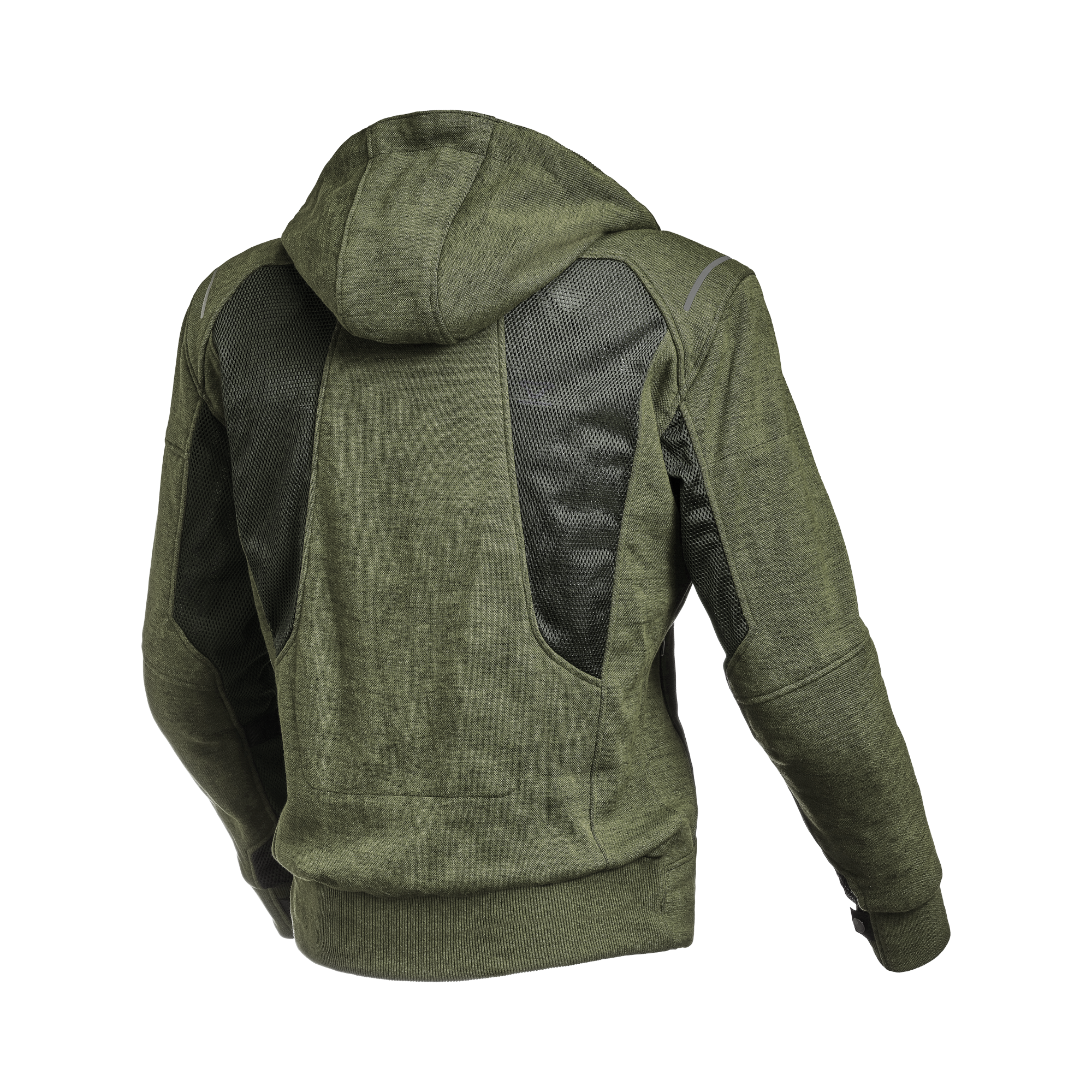 Macna Breeze Verde/Nero felpa moto con cappuccio estiva protezioni CE uomo, vista retro