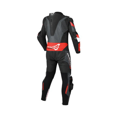 Macna Chromiq 1pc 166.4212.132 tuta pelle nero e rosso, retro con gobba Aeroback