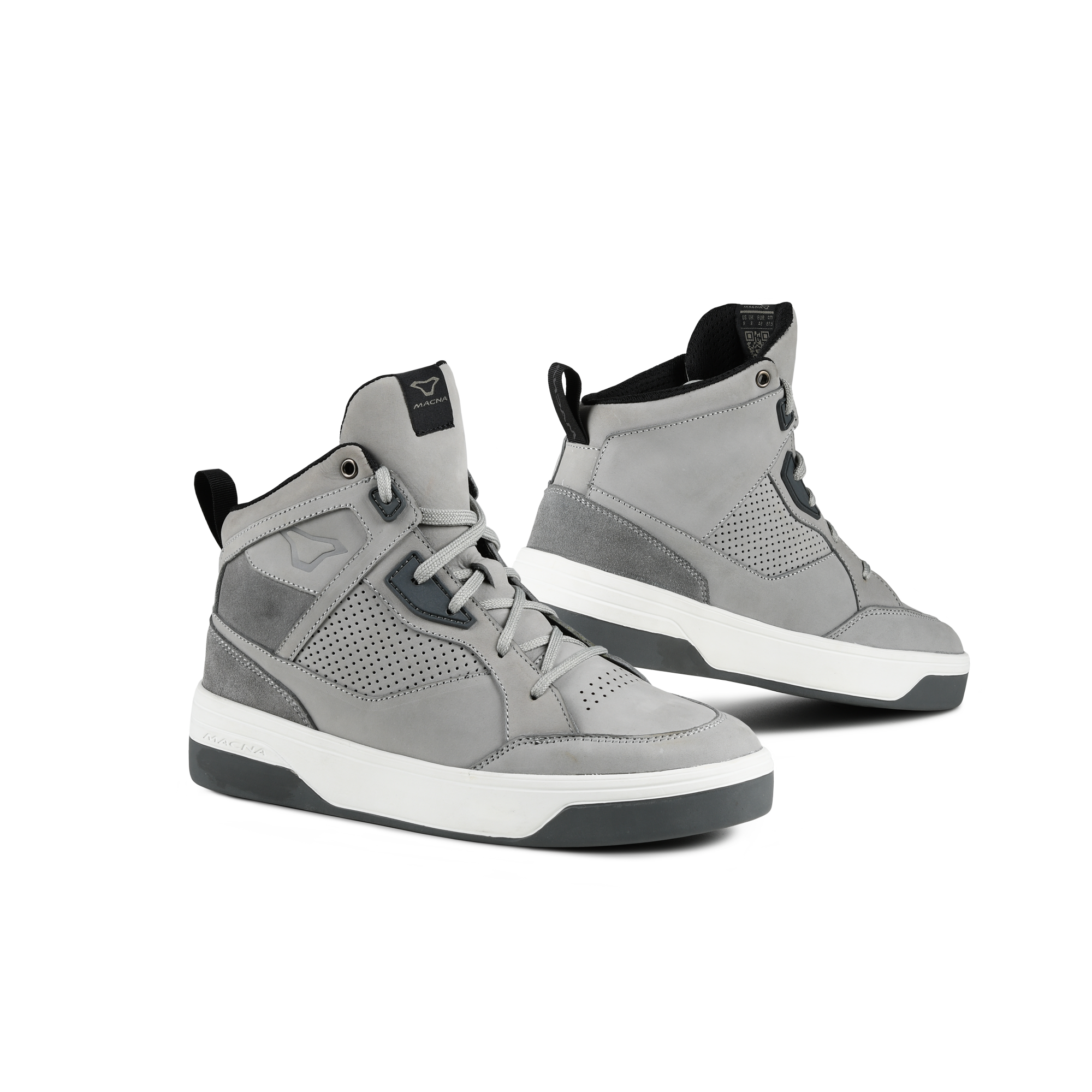 Macna Citeon 166.1100.808 grigio – sneaker moto in pelle, coppia vista tre quarti