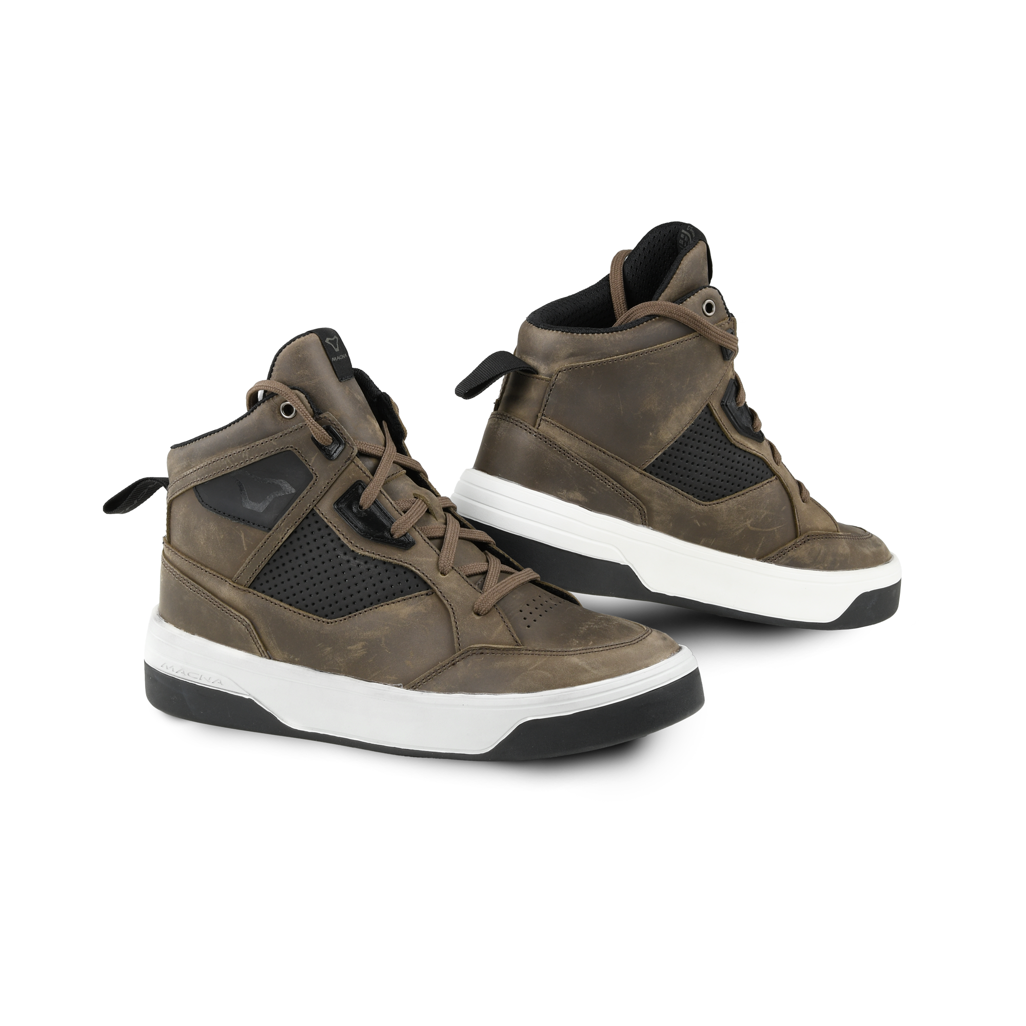 Macna Citeon 166.1100.710 marrone e nero – sneaker moto in pelle, coppia tre quarti