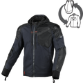 Macna Distec 165.3609 giacca moto uomo in tessuto blu e nera, vista frontale