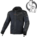 Macna Distec 165.3609 giacca moto uomo in tessuto blu e nera, vista frontale