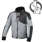 Macna Distec Donna 165.3356 felpa moto grigio chiaro e nera, vista frontale