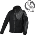 Macna Distec Donna 165.3356 felpa moto nera con cappuccio, vista frontale
