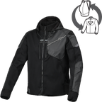 Macna Distec Donna 165.3356 felpa moto nera con cappuccio, vista frontale