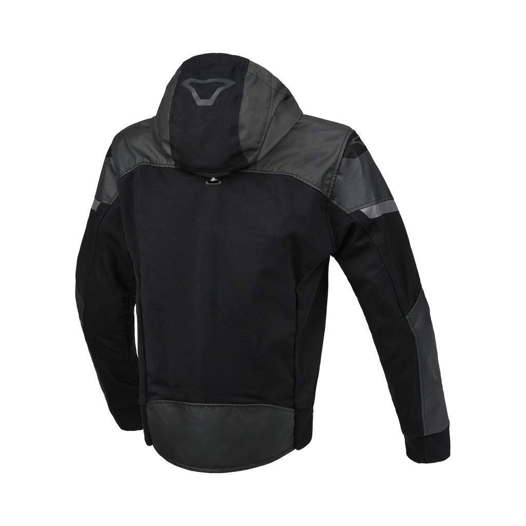Macna Distec Donna 165.3356 felpa moto nera con cappuccio, vista posteriore